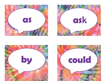 Dolch First Grade Sight Word Flash Cards (Tie Dye with Purple Lettering), image 3