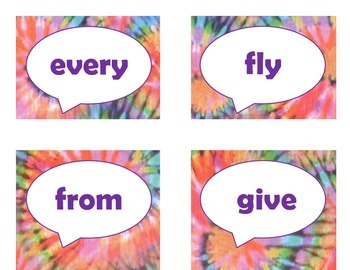 Dolch First Grade Sight Word Flash Cards (Tie Dye with Purple Lettering), image 4