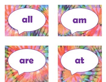 Dolch Primer Sight Word Flash Cards (Tie Dye with Purple Lettering), image 2