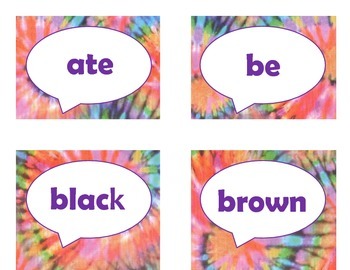 Dolch Primer Sight Word Flash Cards (Tie Dye with Purple Lettering), image 3