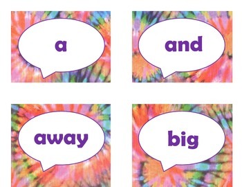 Dolch Pre-Primer Sight Word Flash Cards (Tie Dye with Purple Lettering), image 2