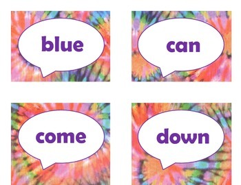 Dolch Pre-Primer Sight Word Flash Cards (Tie Dye with Purple Lettering), image 3