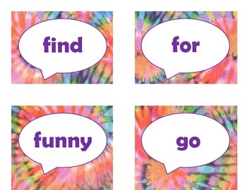 Dolch Pre-Primer Sight Word Flash Cards (Tie Dye with Purple Lettering), image 4