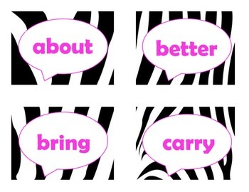 Dolch Third Grade Sight Word Flash Cards (Zebra with Hot Pink Lettering), image 2