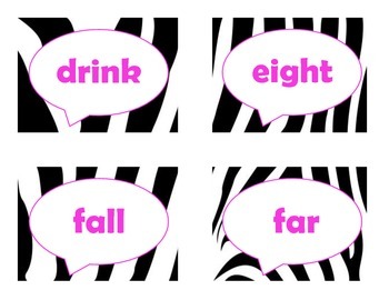 Dolch Third Grade Sight Word Flash Cards (Zebra with Hot Pink Lettering), image 4