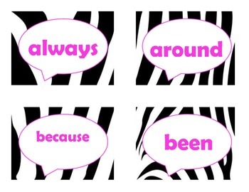 Dolch Second Grade Sight Word Flash Cards (Zebra with Hot Pink Lettering), image 2