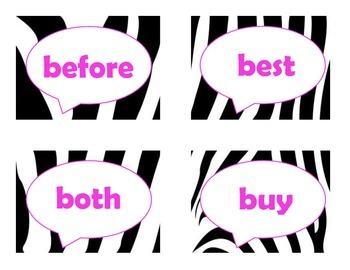 Dolch Second Grade Sight Word Flash Cards (Zebra with Hot Pink Lettering), image 3