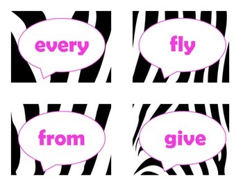 Dolch First Grade Sight Word Flash Cards (Zebra with Hot Pink Lettering), image 4