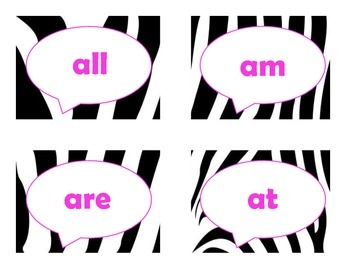 Dolch Primer Sight Word Flash Cards (Zebra with Hot Pink Lettering), image 2