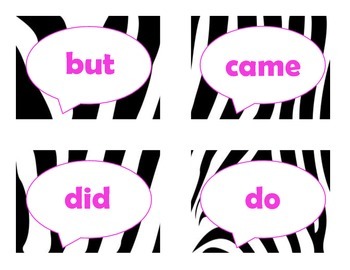 Dolch Primer Sight Word Flash Cards (Zebra with Hot Pink Lettering), image 4