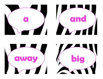 Dolch Pre-Primer Sight Word Flash Cards (Zebra with Hot Pink Lettering), image 2
