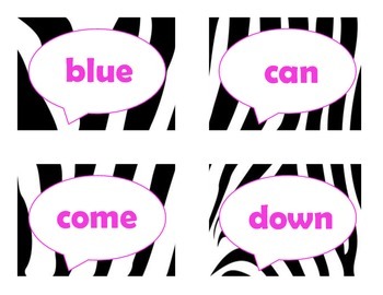 Dolch Pre-Primer Sight Word Flash Cards (Zebra with Hot Pink Lettering), image 3
