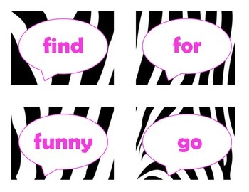 Dolch Pre-Primer Sight Word Flash Cards (Zebra with Hot Pink Lettering), image 4