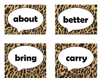 Dolch Third Grade Sight Word Flash Cards (Cheetah/Leopard with Black Lettering), image 2