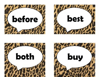Dolch Second Grade Sight Word Flash Cards (Cheetah/Leopard with Black Lettering), image 3