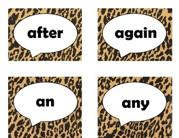 Dolch First Grade Sight Word Flash Cards (Cheetah/Leopard with Black Lettering), image 2