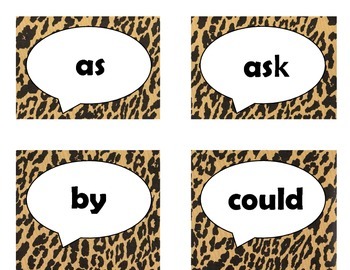 Dolch First Grade Sight Word Flash Cards (Cheetah/Leopard with Black Lettering), image 3