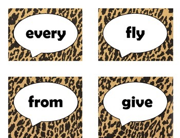 Dolch First Grade Sight Word Flash Cards (Cheetah/Leopard with Black Lettering), image 4