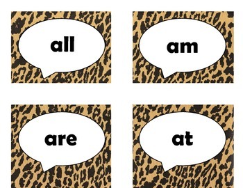 Dolch Primer Sight Word Flash Cards (Cheetah/Leopard with Black Lettering), image 2