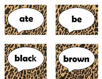 Dolch Primer Sight Word Flash Cards (Cheetah/Leopard with Black Lettering), image 3