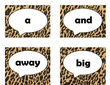 Dolch Pre-Primer Sight Word Flash Cards (Cheetah/Leopard with Black Lettering), image 2