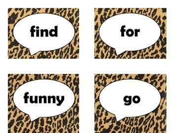Dolch Pre-Primer Sight Word Flash Cards (Cheetah/Leopard with Black Lettering), image 4