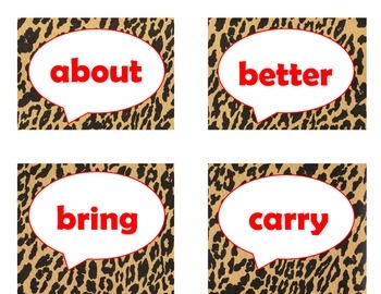 Dolch Third Grade Sight Word Flash Cards (Cheetah/Leopard with Red Lettering), image 2