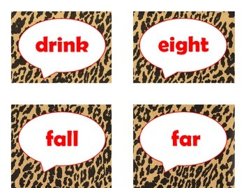 Dolch Third Grade Sight Word Flash Cards (Cheetah/Leopard with Red Lettering), image 4