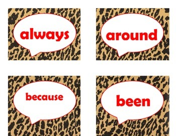 Dolch Second Grade Sight Word Flash Cards (Cheetah/Leopard with Red Lettering), image 2