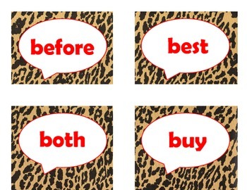 Dolch Second Grade Sight Word Flash Cards (Cheetah/Leopard with Red Lettering), image 3