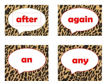 Dolch First Grade Sight Word Flash Cards (Cheetah/Leopard with Red Lettering), image 2