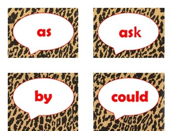 Dolch First Grade Sight Word Flash Cards (Cheetah/Leopard with Red Lettering), image 3