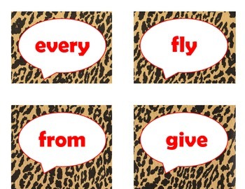 Dolch First Grade Sight Word Flash Cards (Cheetah/Leopard with Red Lettering), image 4
