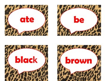 Dolch Primer Sight Word Flash Cards (Cheetah/Leopard with Red Lettering), image 3