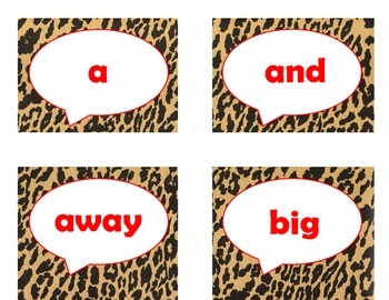 Dolch Pre-Primer Sight Word Flash Cards (Cheetah/Leopard with Red Lettering), image 2