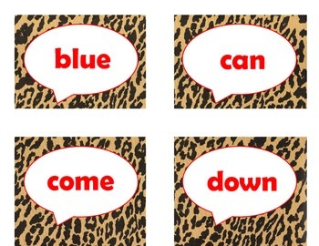Dolch Pre-Primer Sight Word Flash Cards (Cheetah/Leopard with Red Lettering), image 3