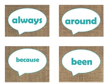 Dolch Second Grade Sight Word Flash Cards (Burlap and Turquoise), image 2