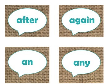 Dolch First Grade Sight Word Flash Cards (Burlap and Turquoise), image 2
