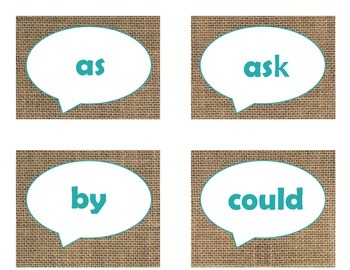 Dolch First Grade Sight Word Flash Cards (Burlap and Turquoise), image 3