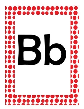 Alphabet Flash Cards/Bulletin Board Signs  (Red Dots) (Large), image 3
