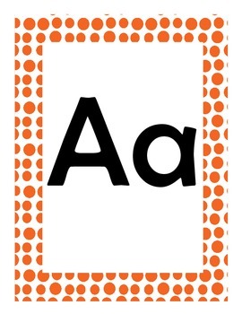 Alphabet Flash Cards/Bulletin Board Signs  (Orange Dots) (Large), image 2