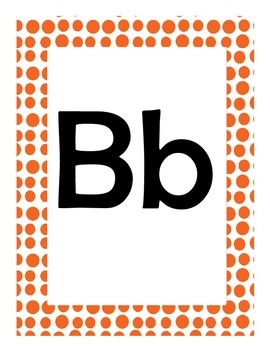 Alphabet Flash Cards/Bulletin Board Signs  (Orange Dots) (Large), image 3