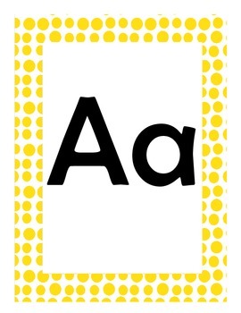 Alphabet Flash Cards/Bulletin Board Signs  (Bright Yellow Dots) (Large), image 2
