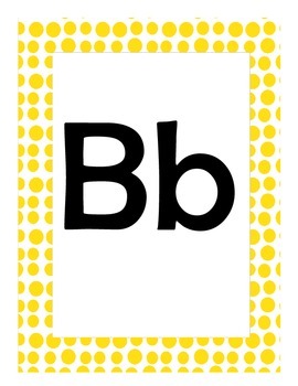 Alphabet Flash Cards/Bulletin Board Signs  (Bright Yellow Dots) (Large), image 3