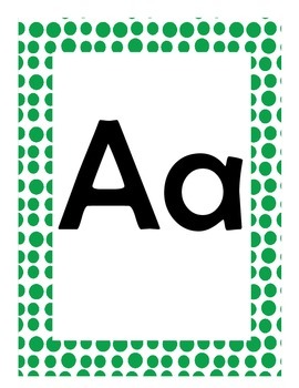 Alphabet Flash Cards/Bulletin Board Signs  (Dark Green Dots) (Large), image 2