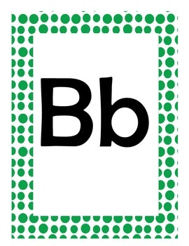 Alphabet Flash Cards/Bulletin Board Signs  (Dark Green Dots) (Large), image 3