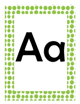Alphabet Flash Cards/Bulletin Board Signs  (Bright Green Dots) (Large), image 2