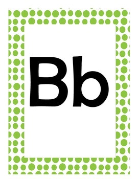 Alphabet Flash Cards/Bulletin Board Signs  (Bright Green Dots) (Large), image 3