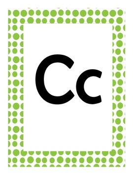 Alphabet Flash Cards/Bulletin Board Signs  (Bright Green Dots) (Large), image 4