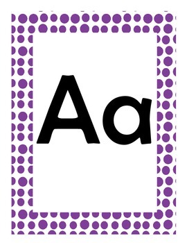 Alphabet Flash Cards/Bulletin Board Signs  (Purple Dots) (Large), image 2